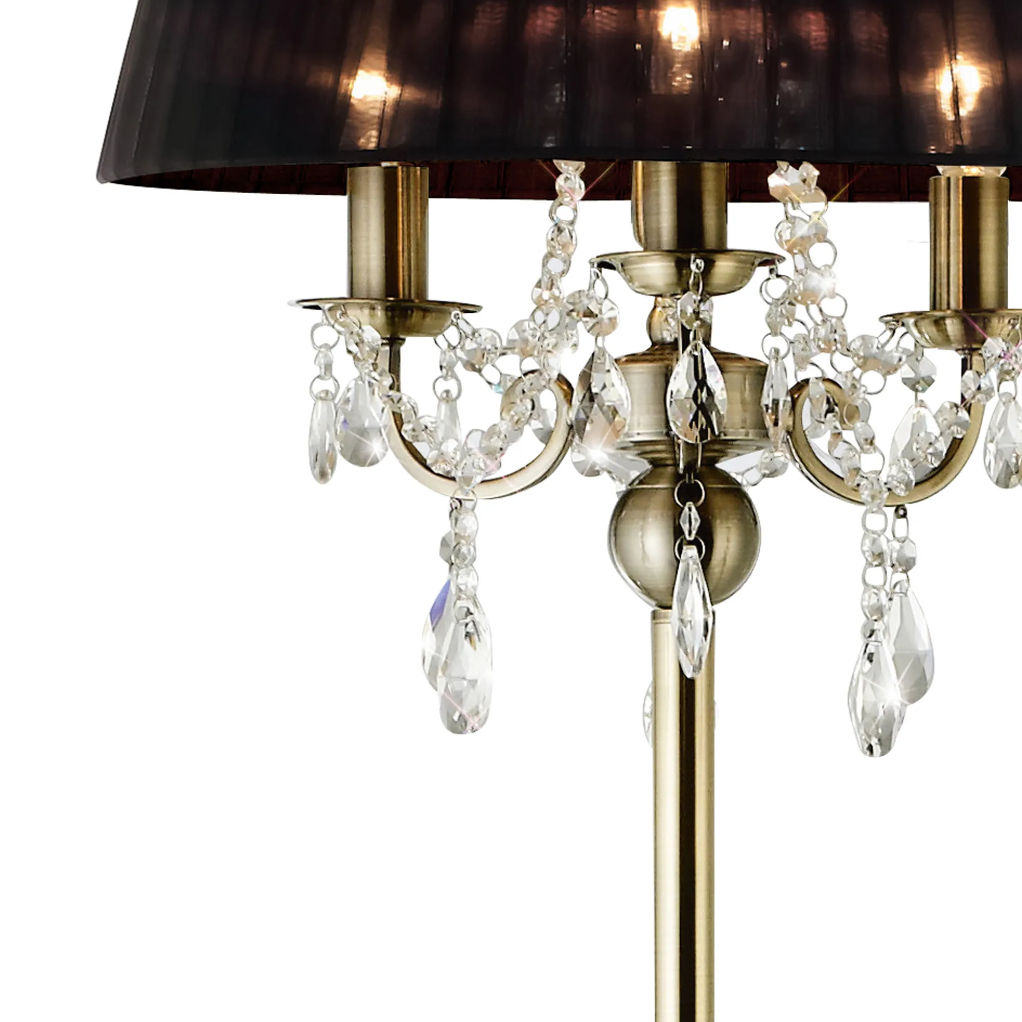 Olivia Crystal 163cm Floor Lamp 3 Light IL30066/BL  Diyas Olivia Antique Brass-Black